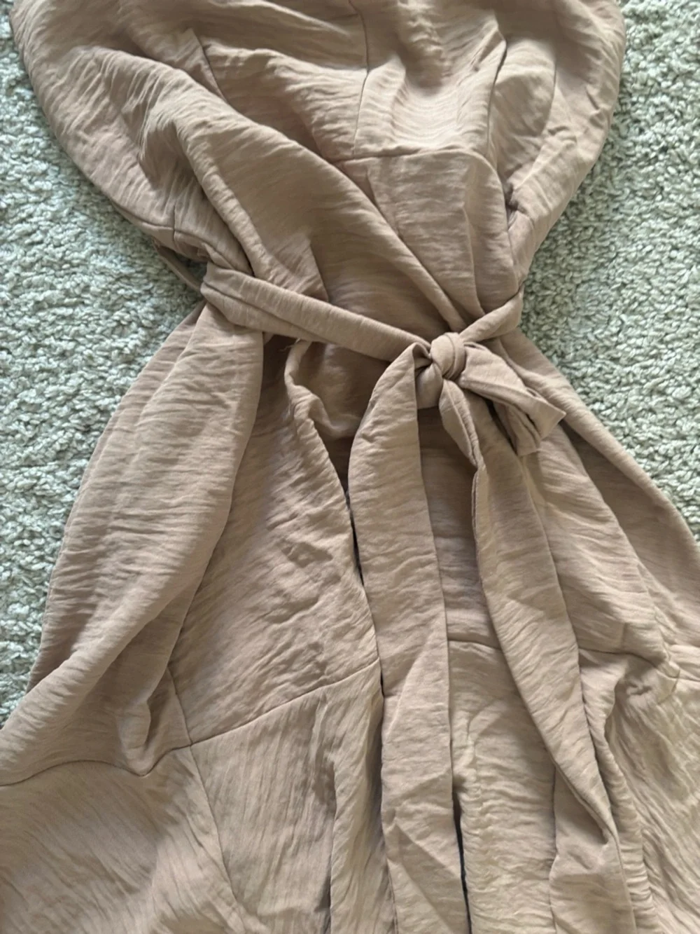 Sleek Halter Tie-Waist Midi Dress in Taupe - Picture 5 of 5